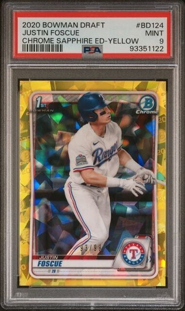 2020 BOWMAN DRAFT CHROME SAPPHIRE EDITION Justin Foscue /99 Mint 9