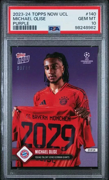 2023 TOPPS NOW UEFA CHAMPIONS LEAGUE 140 MICHAEL OLISE PURPLE PSA 10 /99