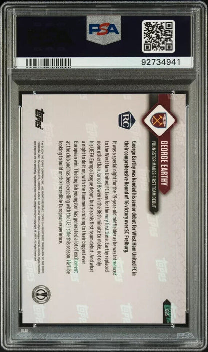 2023 TOPPS NOW UEFA EUROPA LEAGUE 35 GEORGE EARTHY PURPLE DEBUT PSA 10 /99