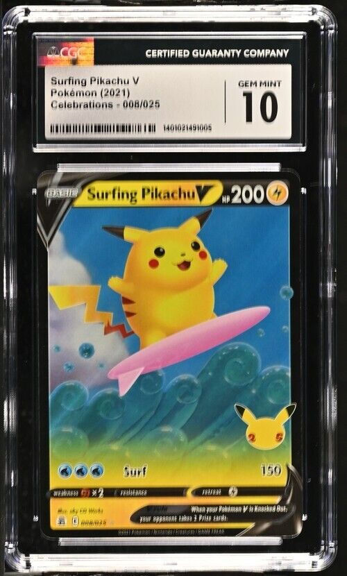 Surfing Pikachu VMAX 008/025 Celebrations English Gem Mint 10 (2021)