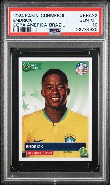 2024 PANINI CONMEBOL COPA AMERICA 2024 ENDRICK BRA22 BRAZIL PSA 10