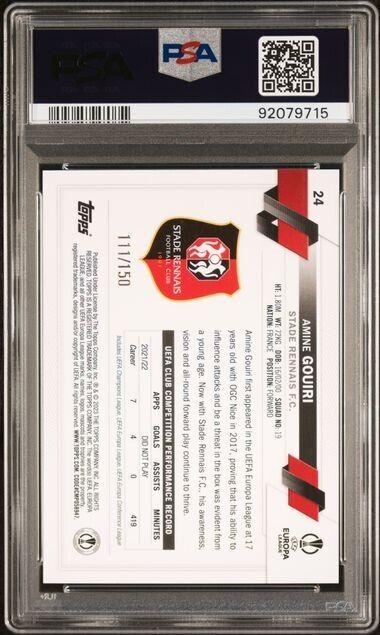 2022 TOPPS JADE EDITION UEFA AMINE GOUIRI 24 CHINESE NEW YEAR PSA 9 /150