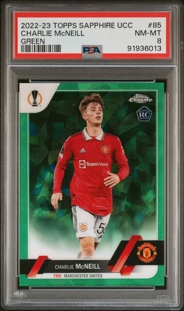 2022-23 TOPPS CHROME SAPPHIRE EDITION UEFA CHARLIE McNEILL 85 GREEN PSA 8 /70