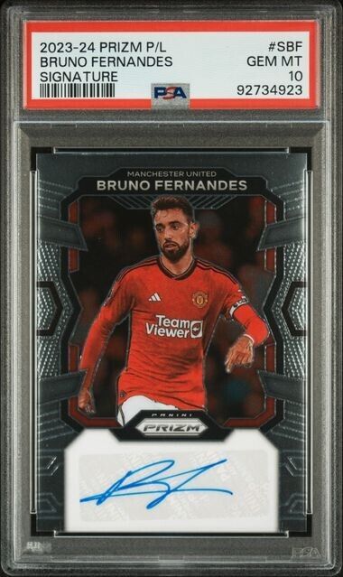 2023-24 PANINI PRIZM PREMIER LEAGUE SIGNATURES Bruno Fernandes SBF Gem Mint 10