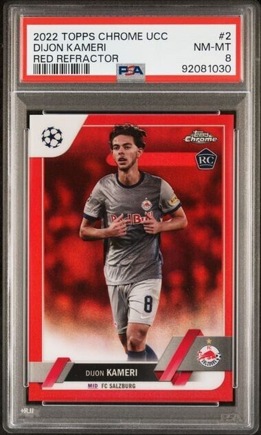 2022-23 TOPPS CHROME UEFA DIJON KAMERI 2 RED REFRACTOR PSA 8 /5