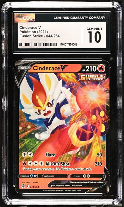 Pokemon Cinderace V 044/264 Fusion Strike English Gem Mint 10 (2021)