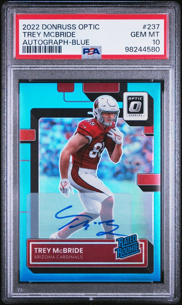 2022 PANINI DONRUSS OPTIC 237 TREY MCBRIDE AUTOGRAPH-BLUE GEM MINT 10 /99