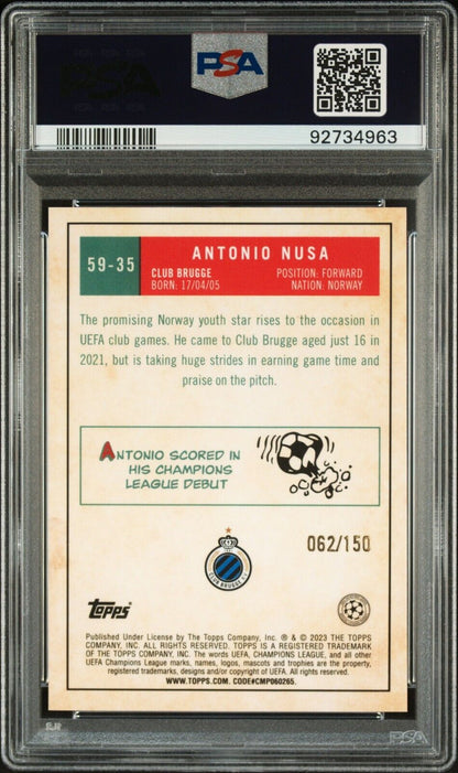 2022-23 TOPPS CHROME UEFA 1959 ANTONIO NUSA 59-35 BLUE REFRACTOR PSA 9 /150