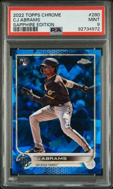 2022 TOPPS CHROME SAPPHIRE EDITION CJ Abrams #280 Mint 9