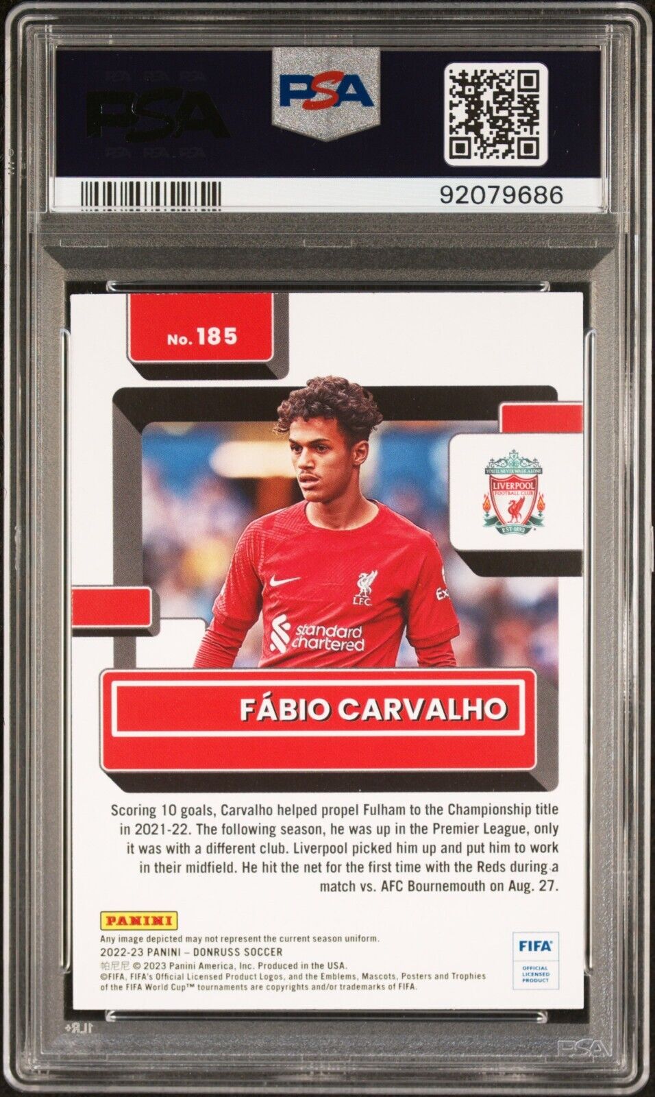 2022 PANINI DONRUSS FIFA FABIO CARVALHO 185 GREEN PSA 10