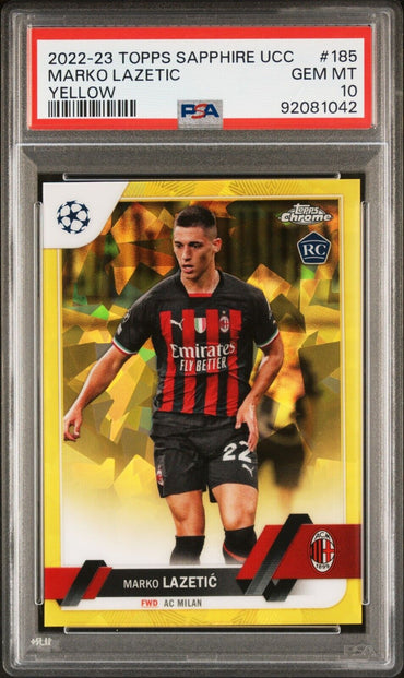 2022-23 TOPPS CHROME SAPPHIRE EDITION MARKO LAZETIC 185 YELLOW PSA 10 /99