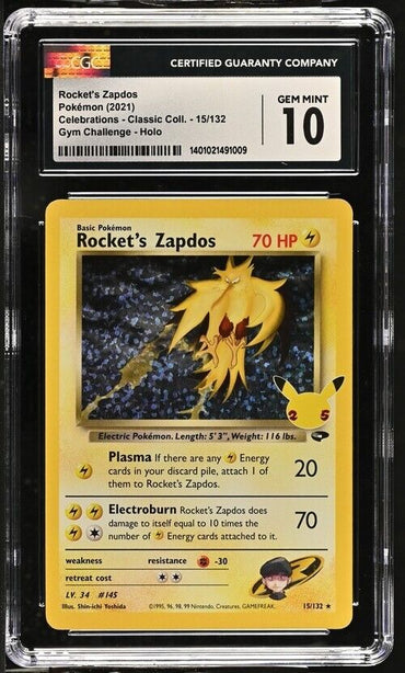 Pokemon Rocket's Zapdos 15/132 Celebrations English Holo Gem Mint 10 (2021)