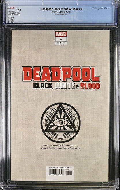 Deadpool: Black, White & Blood #1 Kirkham Variant Cover CGC 9.8 (2021)