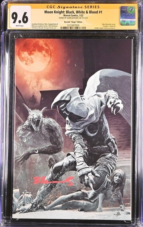 Moon Knight: Black, White & Blood #1 Signed by Barends, 9.6