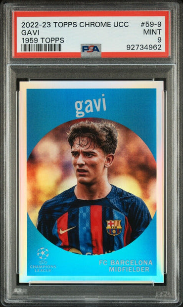 2022-23TOPPS CHROME UEFA CLUB COMPETITIONS 1959 TOPPS GAVI 59-9 PSA 9