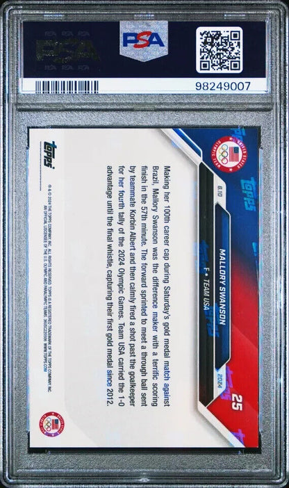2024 TOPPS NOW OLYMPIC GAMES 25 MALLORY SWANSON BLUE PSA 9 /49