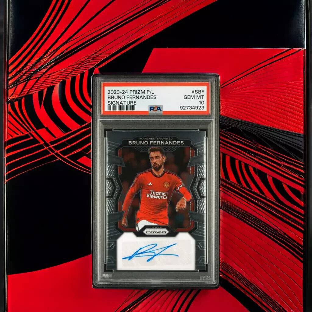 2023-24 PANINI PRIZM PREMIER LEAGUE SIGNATURES Bruno Fernandes SBF Gem Mint 10