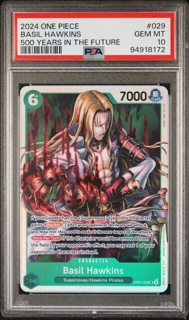 One Piece TCG OP07-029  Basil Hawkins English Gem Mint 10 (2024)