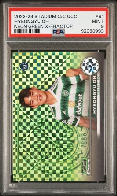 2022-23 TOPPS STADIUM CLUB CHROME UEFA HYEONGYU OH 91 NEON GRN X-FRCTR PSA9 /175