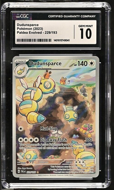 Pokemon Dudunsparce 229/193 Paldea Evolved - PAL EN English Gem Mint 10 (2023)