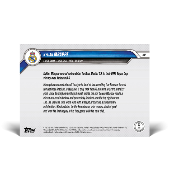 "PRESALE" Kylian Mbappé -  24/25 UCC TOPPS Card 2 "PRESALE" Card