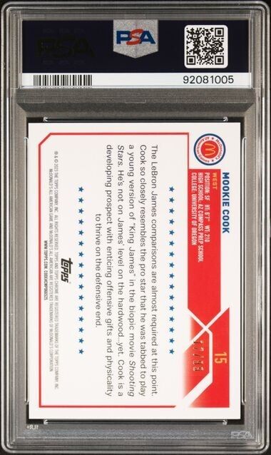 2023 TOPPS CHROME MCDONALD'S ALL-AMERICAN Mookie Cook /99 Mint 9