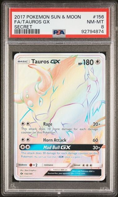 Pokemon Tauros GX 156 Sun & Moon English Mint 8 (2017)