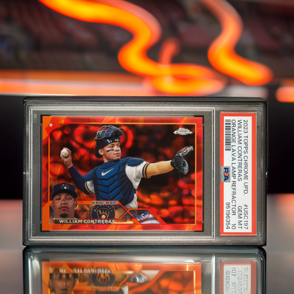 2023 TOPPS CHROME UPDATE USC197 WILLIAM CONTRERAS ORANGE LAVA LAMP PSA 10 /10