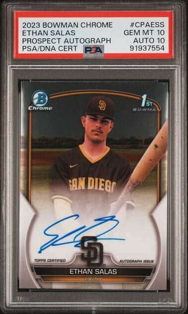 2023 BOWMAN CHROME PROSPECT AUTOGRAPHS Ethan Salas CPAESS Gem Mint 10