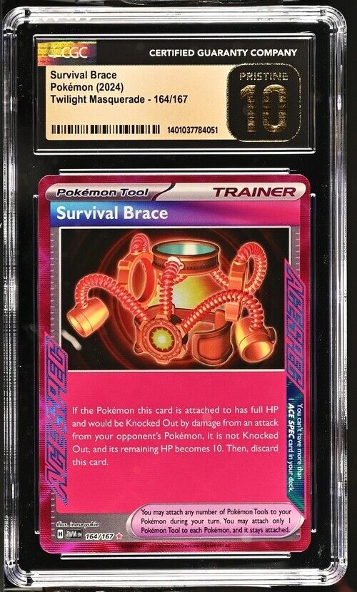 Pokemon Survival Brace 164/167 TWM EN English Pristine 10 (2024)