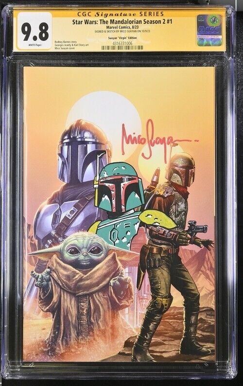 Star Wars: The Mandalorian Season 2 Suayan ""Virgin"" Edition AUTO & SKETCH 9.8