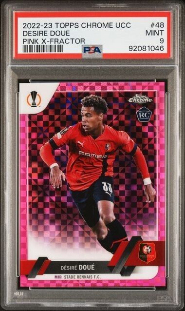 2022-23 TOPPS CHROME UEFA DESIRE DOUE 48 PINK X-FRACTOR PSA 9 /250