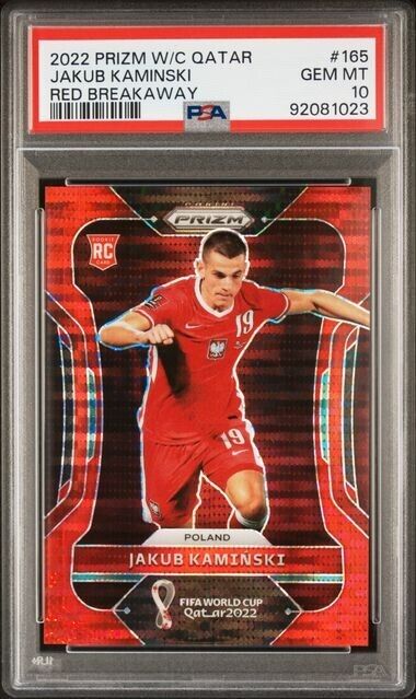 2022 PANINI PRIZM WORLD CUP QATAR JAKUB KAMINSKI 165 RED BREAKAWAY PSA 10 /99