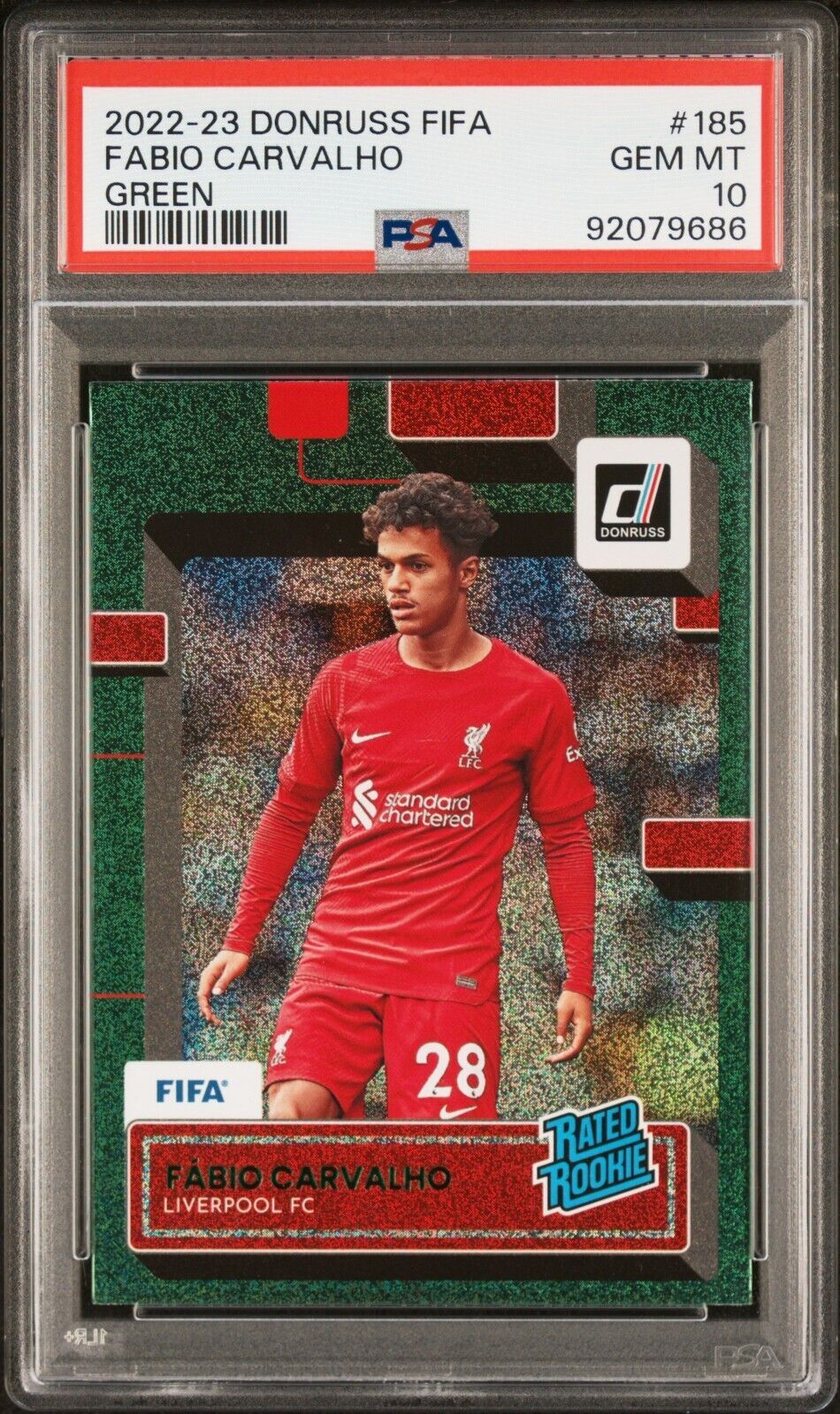 2022 PANINI DONRUSS FIFA FABIO CARVALHO 185 GREEN PSA 10