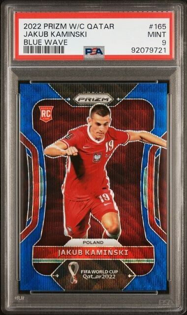 2022 PANINI PRIZM WORLD CUP QATAR JAKUB KAMINSKI 165 BLUE WAVE PSA 9 /199