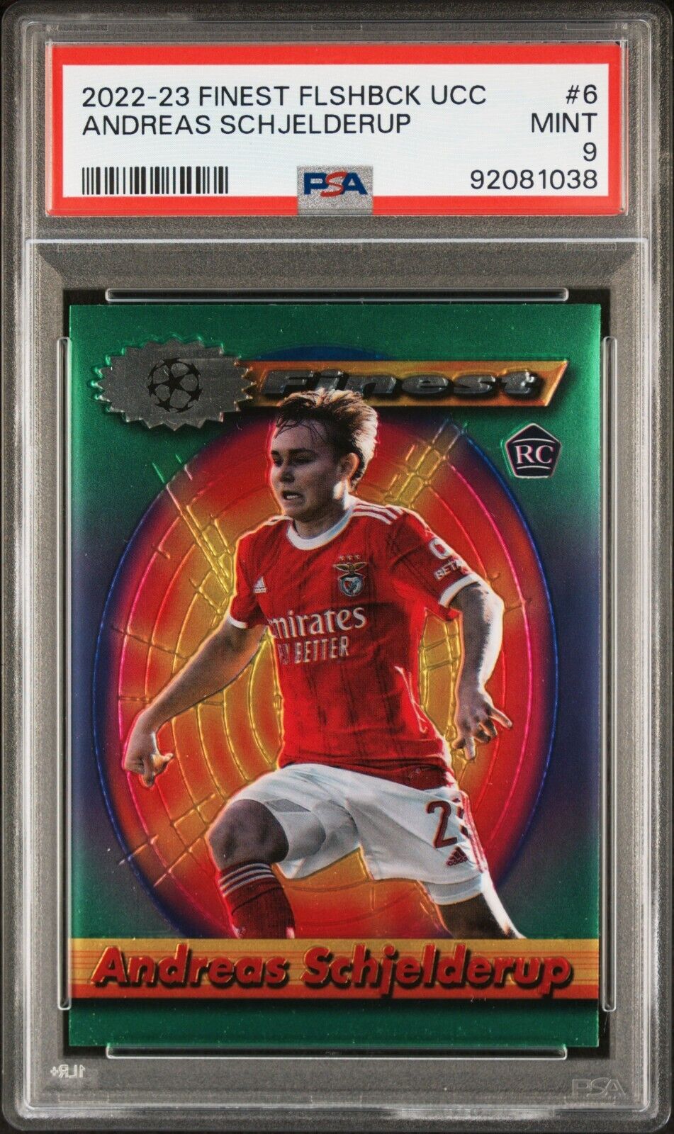 2022-23 TOPPS FINEST FLASHBACKS UEFA ANDREAS SCHJELDERUP PSA 9