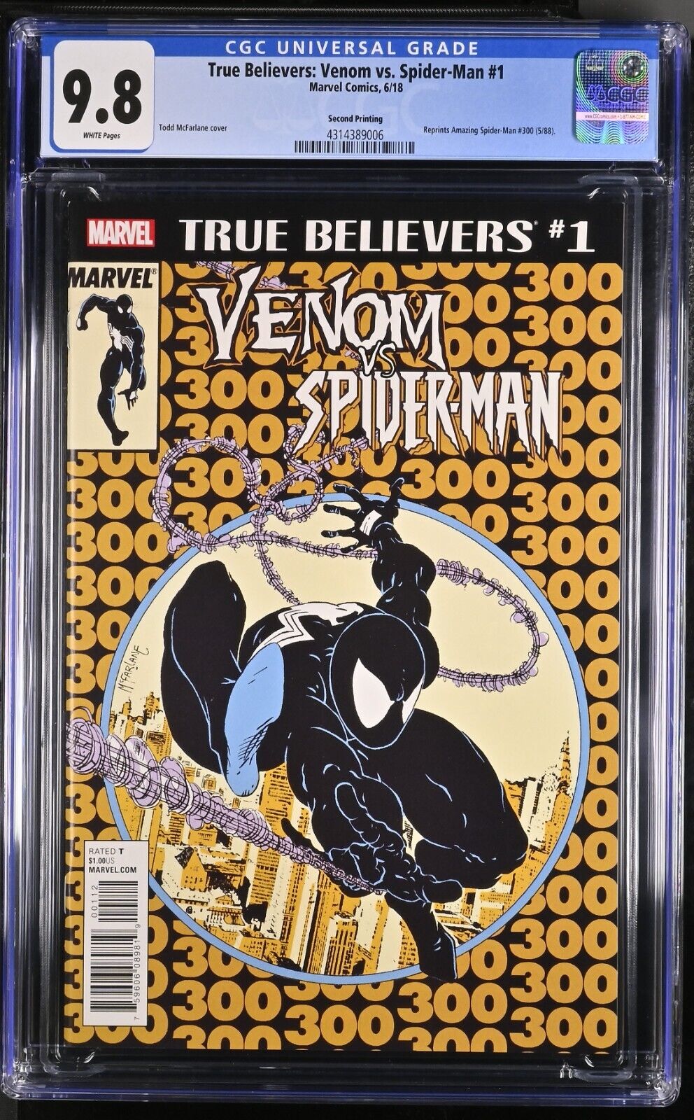 True Believers: Venom VS Spider-Man #1  McFarlane 2nd Printing CGC 9.8 (2018)