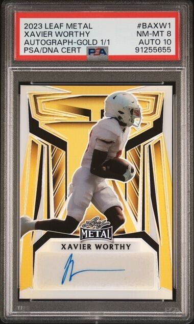 2023 LEAF METAL AUTOGRAPHS Xavier Worthy 1/1 Mint 8