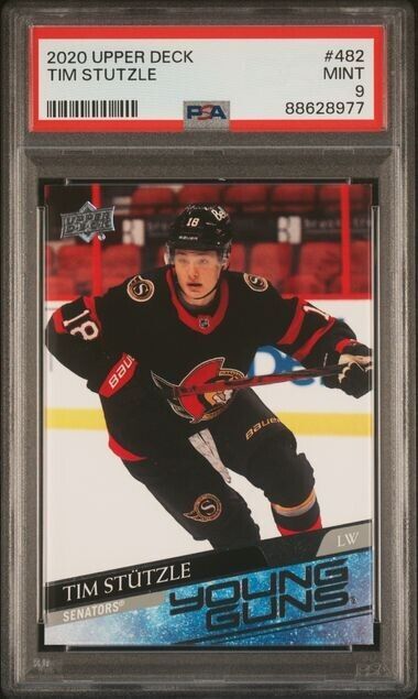 2020 UPPER DECK HOCKEY 482 TIM STUTZLE YOUNG GUNS PSA 9