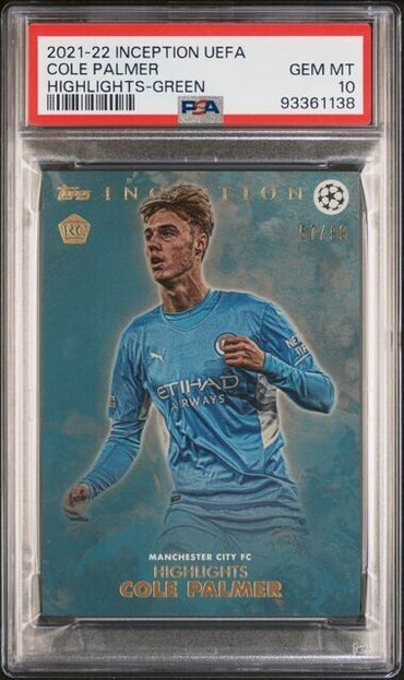 2021 TOPPS INCEPTION UEFA COLE PALMER HIGHLIGHTS-GREEN PSA 10 /99