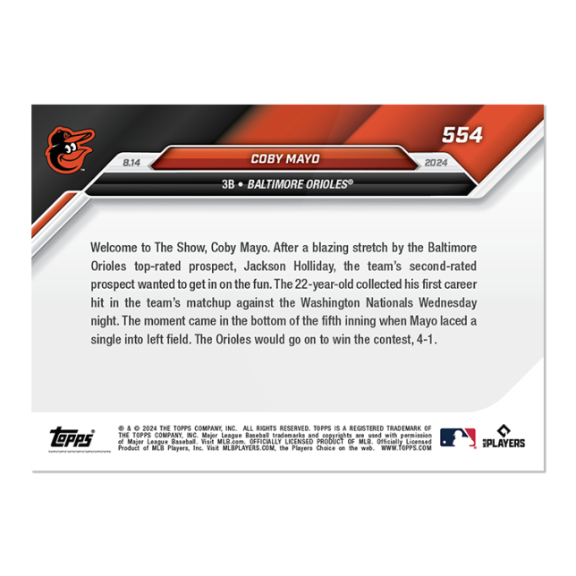 Coby Mayo - 2024 MLB TOPPS NOW® Card 554