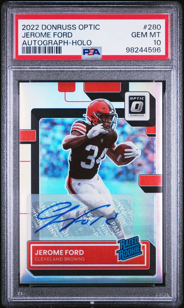 2022 PANINI DONRUSS OPTIC 280 JEROME FORD AUTOGRAPH-HOLO GEM MINT 10 /125