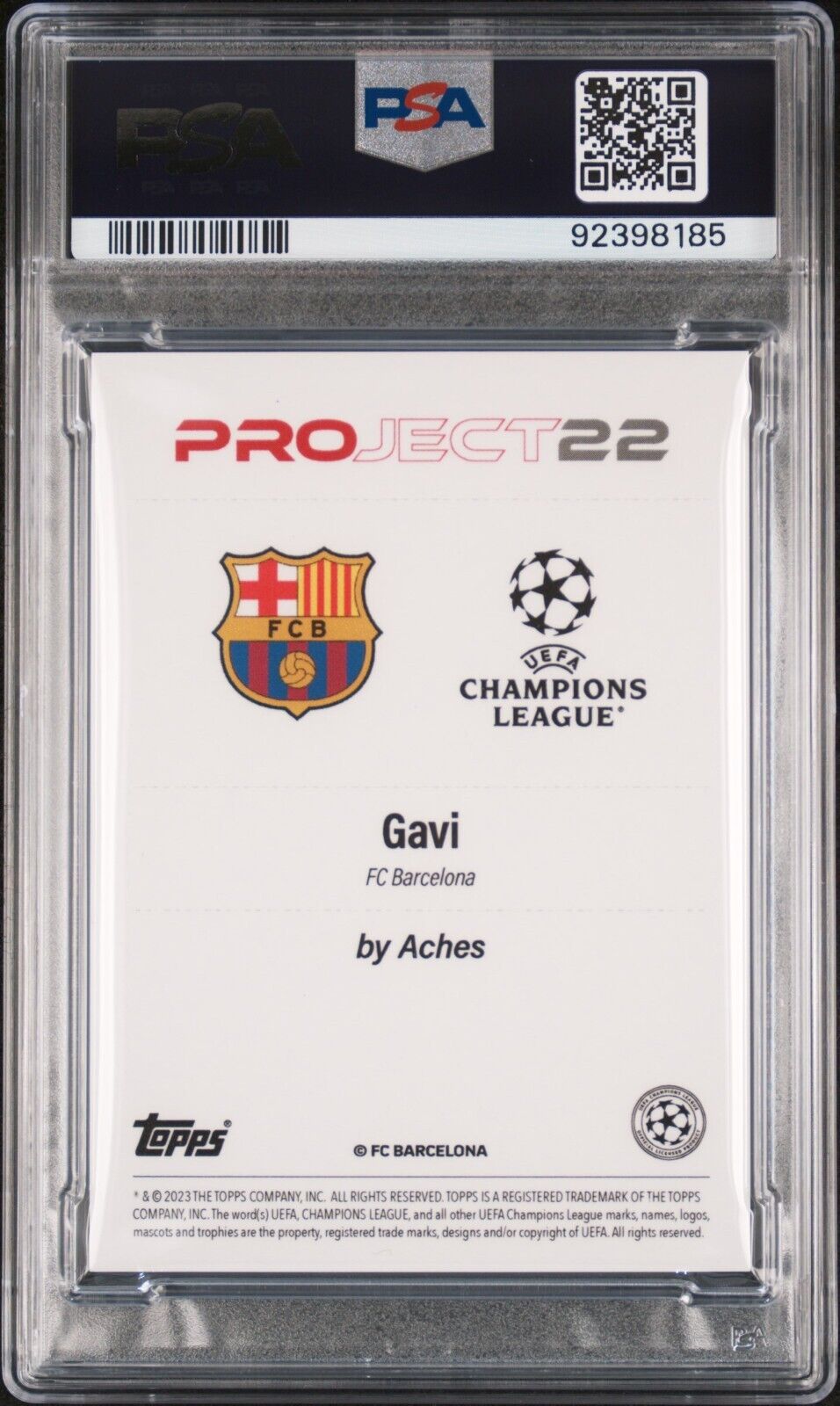 2022 TOPPS PROJECT22 UEFA GAVI ACHES-PINK PSA 9 /22