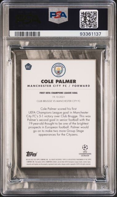 2021 TOPPS INCEPTION UEFA COLE PALMER HIGHLIGHTS-GREEN PSA 8 /99