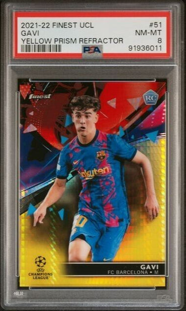 2021-2022 TOPPS FINEST UEFA GAVI 51 YELLOW PRISM REFRACTOR PSA 51 /250