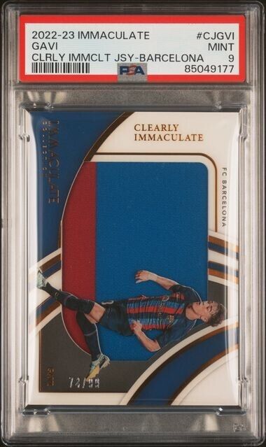 2022-23 PANINI IMMACULATE CO. GAVI CJGVI CLRLY IMMCLT JSY-BARCELONA PSA 9 /99