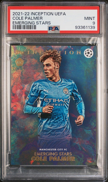 2021 TOPPS INCEPTION UEFA CLUB COMPETITIONS COLE PALMER EMERGING STARS PSA 9