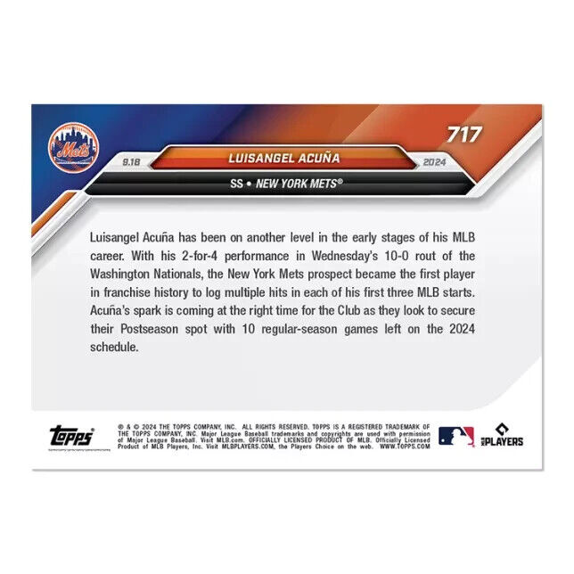 Luisangel Acuña - 2024 MLB TOPPS NOW® Card 717