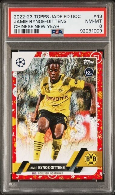 2022 TOPPS JADE EDITION UEFA JAMIE BYNOE-GITTENS 43 CHINESE NEW YEAR PSA 8 /150