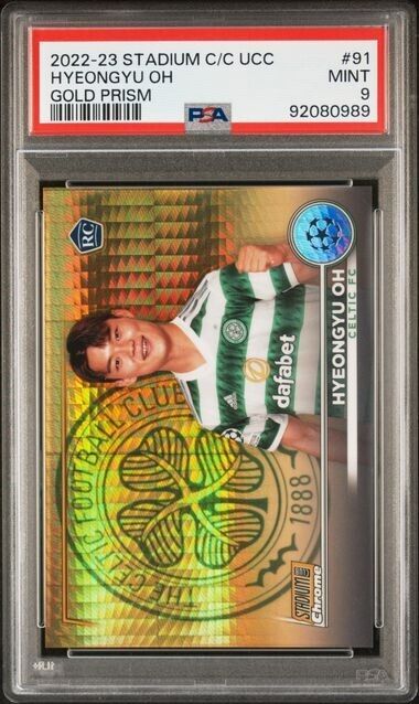 2022-23 TOPPS STADIUM CLUB CHROME UEFA HYEONGYU OH 91 PRISM REFRACTOR PSA 9 /50